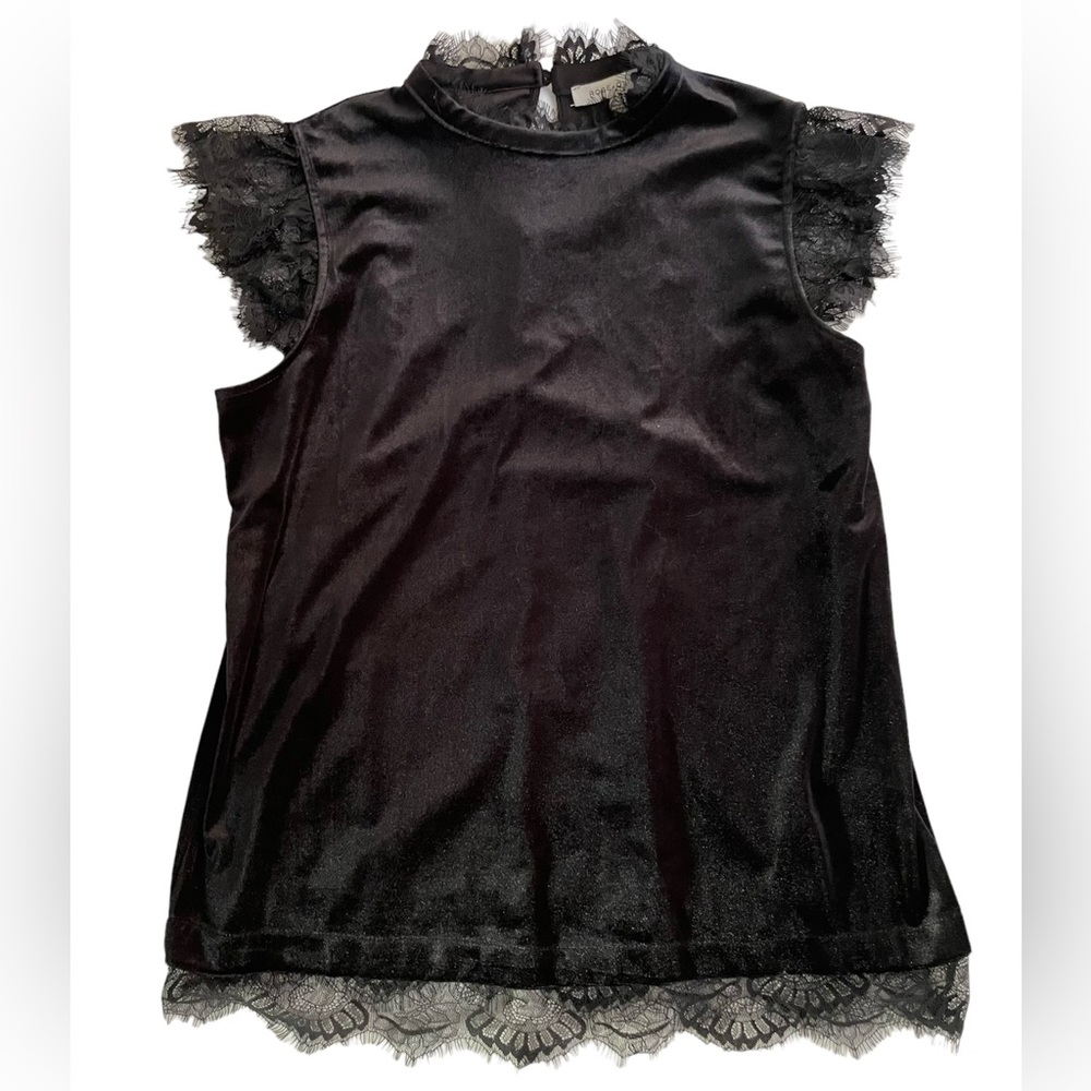 Velour and lace detail blouse